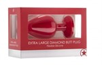 Красная анальная пробка OUCH! Extra Large Diamond Butt Plug с кристаллом - 9,3 см. - фото 132662