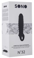 Чёрная ребристая насадка Stretchy Penis Extension No.32 - фото 1319678
