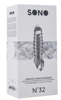 Прозрачная ребристая насадка Stretchy Penis Extension No.32 - фото 1360576