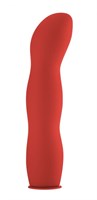 Красный страпон Deluxe Silicone Strap On 10 Inch с волнистой насадкой - 25,5 см. - фото 150496