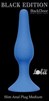 Синяя анальная пробка Slim Anal Plug Medium - 11,5 см. - фото 150558
