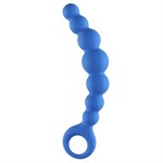 Синяя упругая анальная цепочка Flexible Wand - 18 см. - фото 150569