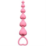 Розовая анальная цепочка Heart s Beads Pink - 18 см. - фото 150815