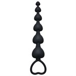 Чёрная анальная цепочка Heart s Beads Black - 18 см. - фото 150816