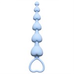 Голубая анальная цепочка Heart s Beads Blue - 18 см. - фото 1360663