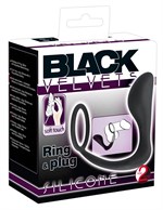 Чёрное эрекционное кольцо с анальной пробкой Black Velvets Ring   Plug - фото 78439