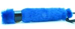 Черный лаковый стек с синей меховой ручкой - 61 см. - фото 1393726