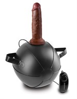 Мини-мяч с фаллической насадкой коричневого цвета и вибрацией Vibrating Mini Sex Ball with 7  Dildo - 17,7 см. - фото 151130