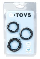 Набор из 3 чёрных эрекционных колец A-toys - фото 1393871