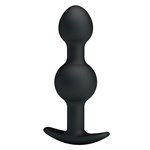 Чёрные силиконовые анальные шарики - 10,4 см. - фото 151633
