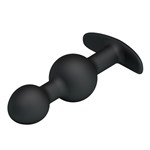 Чёрные силиконовые анальные шарики - 10,4 см. - фото 151634
