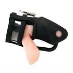 Черная клетка для пениса Silicone Small 2 in Cock Cage With Ball Divider 503477