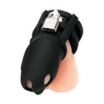 Черная клетка для пениса Silicone Small 2 in Cock Cage With Ball Divider 503477 - фото 853400