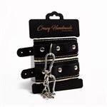 Черные скругленные наручники с мягкой бежевой подкладкой 515127