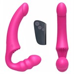 Розовый безремневой страпон Straples Strap-On Dildo 515666