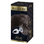 Серебристая анальная пробка с темным лисьим хвостом Black & White Fox Tail Size S 515984