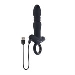 Черный анальный вибростимулятор с поступательными движениями Slayer - 20 см. 516405