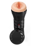 Телесный мастурбатор-вагина в черной колбе Super Luscious Lips XXL 518721