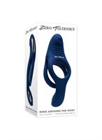 Синее эрекционное виброкольцо с двойным подхватом мошонки Ring Around The Rosy 519067