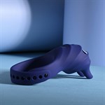 Синее эрекционное виброкольцо с клиторальной подушечкой и пультом ДУ Adjustable Fun Ring 519068