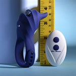 Синее эрекционное виброкольцо с клиторальной подушечкой и пультом ДУ Adjustable Fun Ring 519068