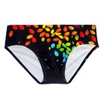 Черные мужские плавки с цветными листиками 519390