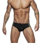 Черные мужские плавки с двухцветными вставками по бокам 519398