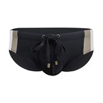 Черные мужские плавки с двухцветными вставками по бокам 519398