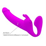 Лиловый безремневой страпон с вибрацией Zanini 519494