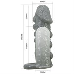 Серая насадка Jaylen с подхватом мошонки и наростами - 14 см. 519502