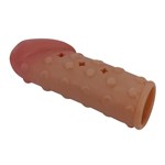 Телесная открытая насадка на пенис с бугорками - 19,8 см. 519533