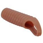 Телесная насадка на пенис с ребрышками и подхватом мошонки 519534