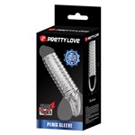 Прозрачная насадка на пенис с ребрышками и подхватом мошонки 519536