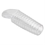 Прозрачная насадка на пенис с ребрышками и подхватом мошонки 519536