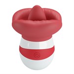 Красно-белый клиторальный стимулятор в форме рта Mina 519537