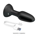 Черная анальная пробка с функцией фингеринга Hubert - 13,9 см. 519625