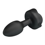 Черная анальная вибропробка с подсветкой Olman - 8,8 см. 519628