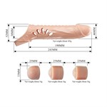 Телесная удлиняющая насадка на пенис с подхватом мошонки 519638