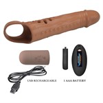 Коричневая вибронасадка с подхватом мошонки и пультом ДУ 519640