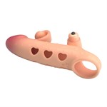 Телесная вибронасадка на пенис с подхватом мошонки - 20 см. 519644