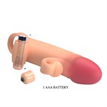 Телесная вибронасадка на пенис с подхватом мошонки - 20 см. 519644