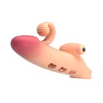 Телесная вибронасадка на пенис с подхватом мошонки - 20 см. 519644