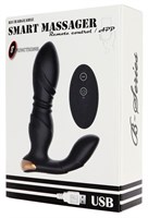 Черный L-образный вибромассажер простаты с пультом ДУ 519669