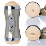 Двусторонний мастурбатор с вибрацией Double Delight - вагина и ротик 519678