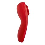 Красный вибратор в трусики Funtown Caleo с магнитным держателем-розой 521085