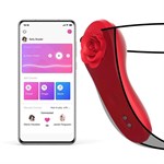 Красный вибратор в трусики Funtown Caleo с магнитным держателем-розой 521085