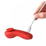 Красный вибратор в трусики Funtown Caleo с магнитным держателем-розой 521085