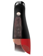 Телесный мастурбатор-вагина в черной колбе с вибрацией Fuck-O-Matic Pro XL 522149