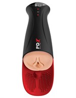 Телесный мастурбатор-вагина в черной колбе с вибрацией Fuck-O-Matic Pro XL 522149 - фото 853936