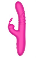 Розовый вибратор-кролик с функцией поступательных движений - 24,3 см. 522184